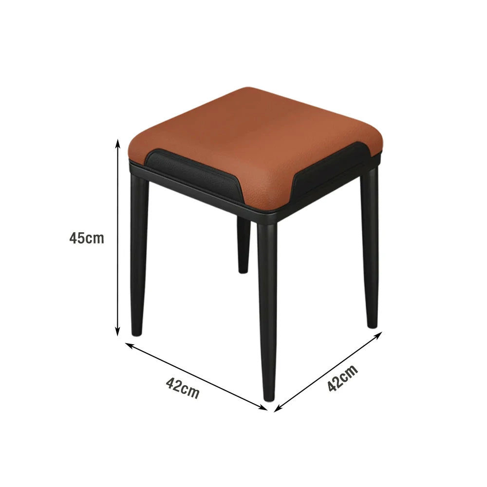 LIVARA Dining Chair – Thickened Cat Claw Leather, High-Resilience Cushion, Solid Carbon Steel Frame, Ergonomic Comfort Design - Light Brown & Black