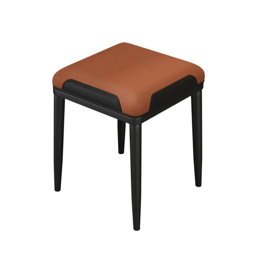 LIVARA Dining Chair – Thickened Cat Claw Leather, High-Resilience Cushion, Solid Carbon Steel Frame, Ergonomic Comfort Design - Light Brown & Black