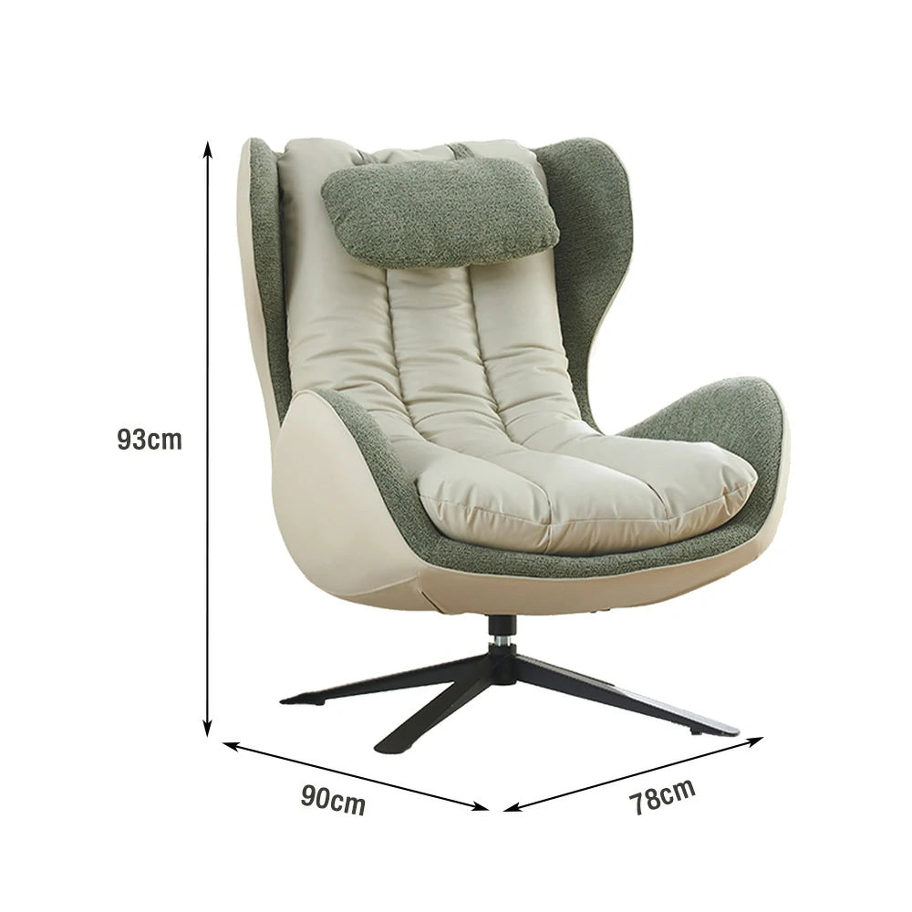 LIVARA Leisure Lounge Chair – Ergonomic Curved Design, Plush Cushion with Neck Support, Durable Swivel Steel Base, Scratch-Resistant Upholstery - Green