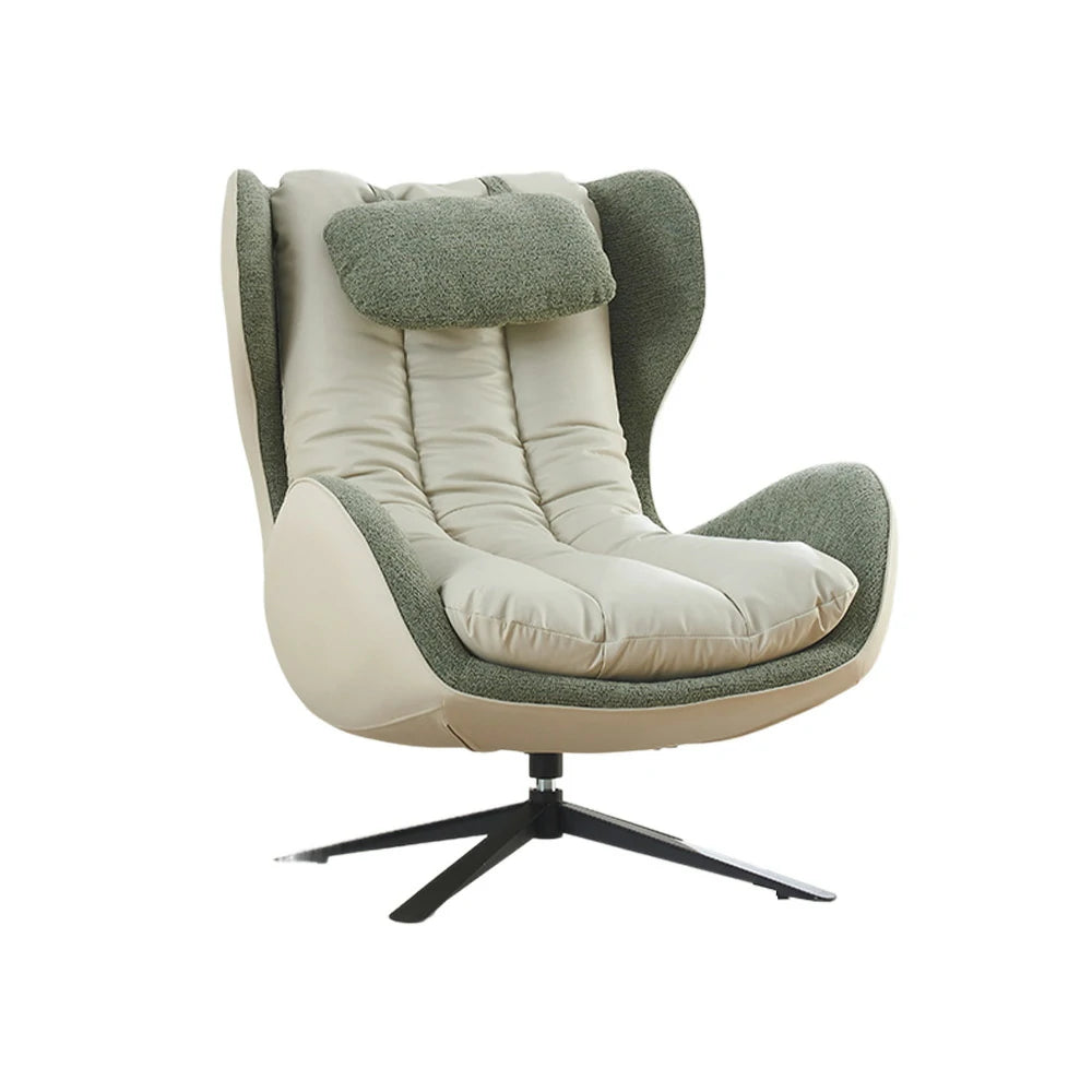 LIVARA Leisure Lounge Chair – Ergonomic Curved Design, Plush Cushion with Neck Support, Durable Swivel Steel Base, Scratch-Resistant Upholstery - Green