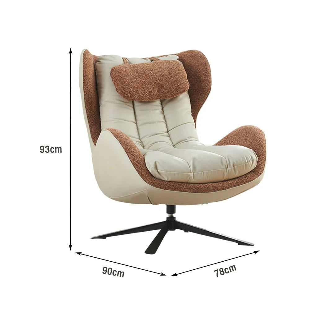 LIVARA Leisure Lounge Chair – Ergonomic Curved Design, Plush Cushion with Neck Support, Durable Swivel Steel Base, Scratch-Resistant Upholstery - Orange