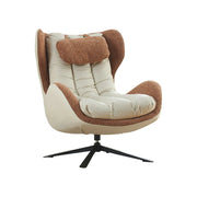 LIVARA Leisure Lounge Chair – Ergonomic Curved Design, Plush Cushion with Neck Support, Durable Swivel Steel Base, Scratch-Resistant Upholstery - Orange