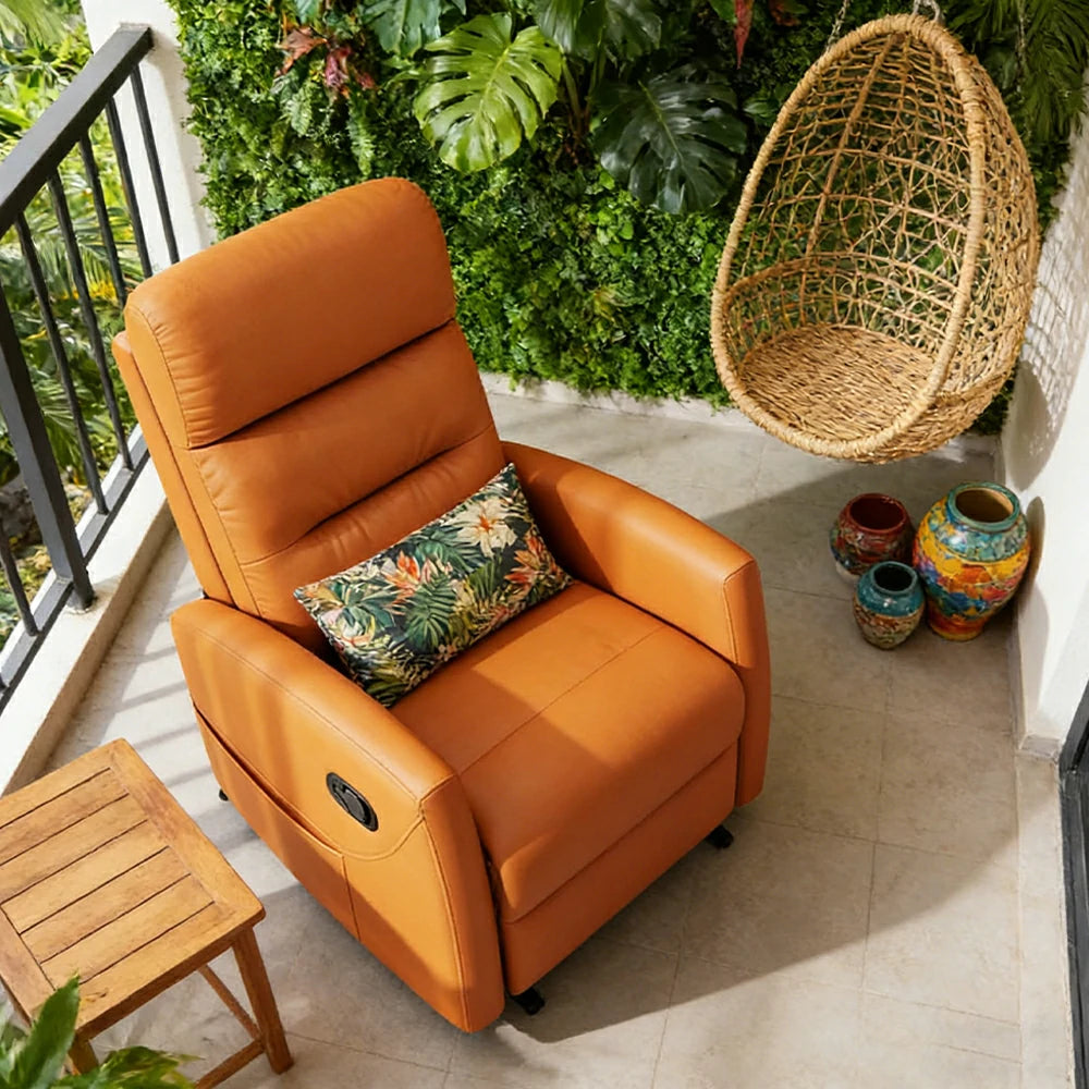 LIVARA Electric Assist Sofa, One-Touch Sit-to-Stand Assist, Skin-Friendly Upholstery, Alloy Steel Frame, Quiet Stable Lift - Orange