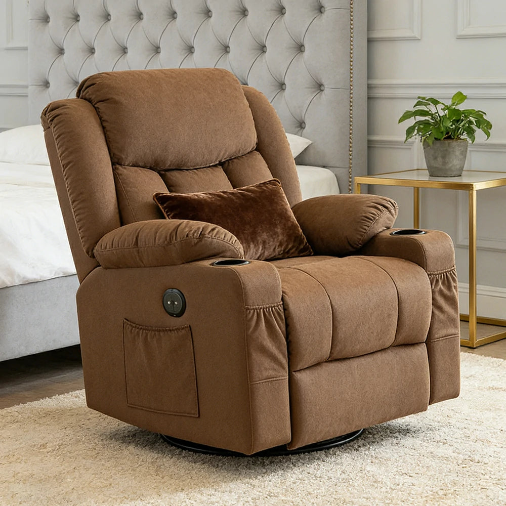 LIVARA Electric Assist Sofa, Smooth Lift-Up Support for Easy Standing, Durable Upholstery, Steel Frame, Wide Footrest Design - Brown