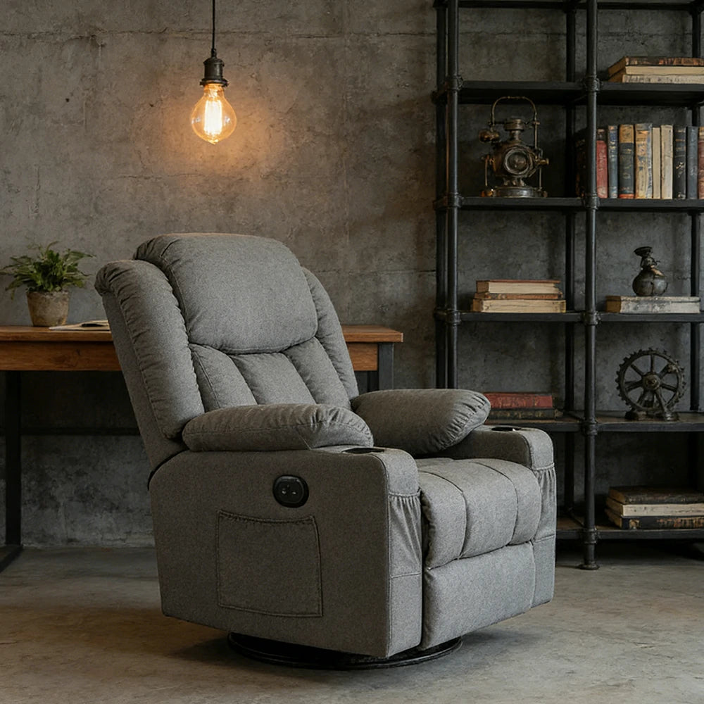 LIVARA Electric Assist Sofa, Smooth Lift-Up Support for Easy Standing, Durable Upholstery, Steel Frame, Wide Footrest Design - Grey