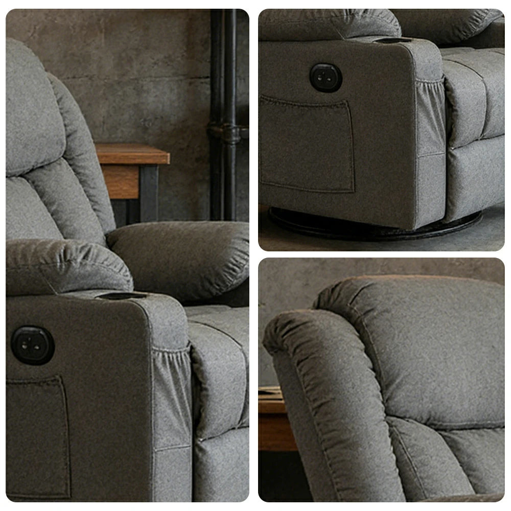 LIVARA Electric Assist Sofa, Smooth Lift-Up Support for Easy Standing, Durable Upholstery, Steel Frame, Wide Footrest Design - Grey
