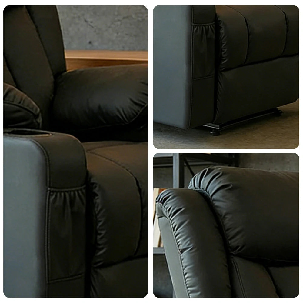 LIVARA Electric Assist Sofa, Smooth Lift-Up Support for Easy Standing, Durable Upholstery, Steel Frame, Wide Footrest Design - Black