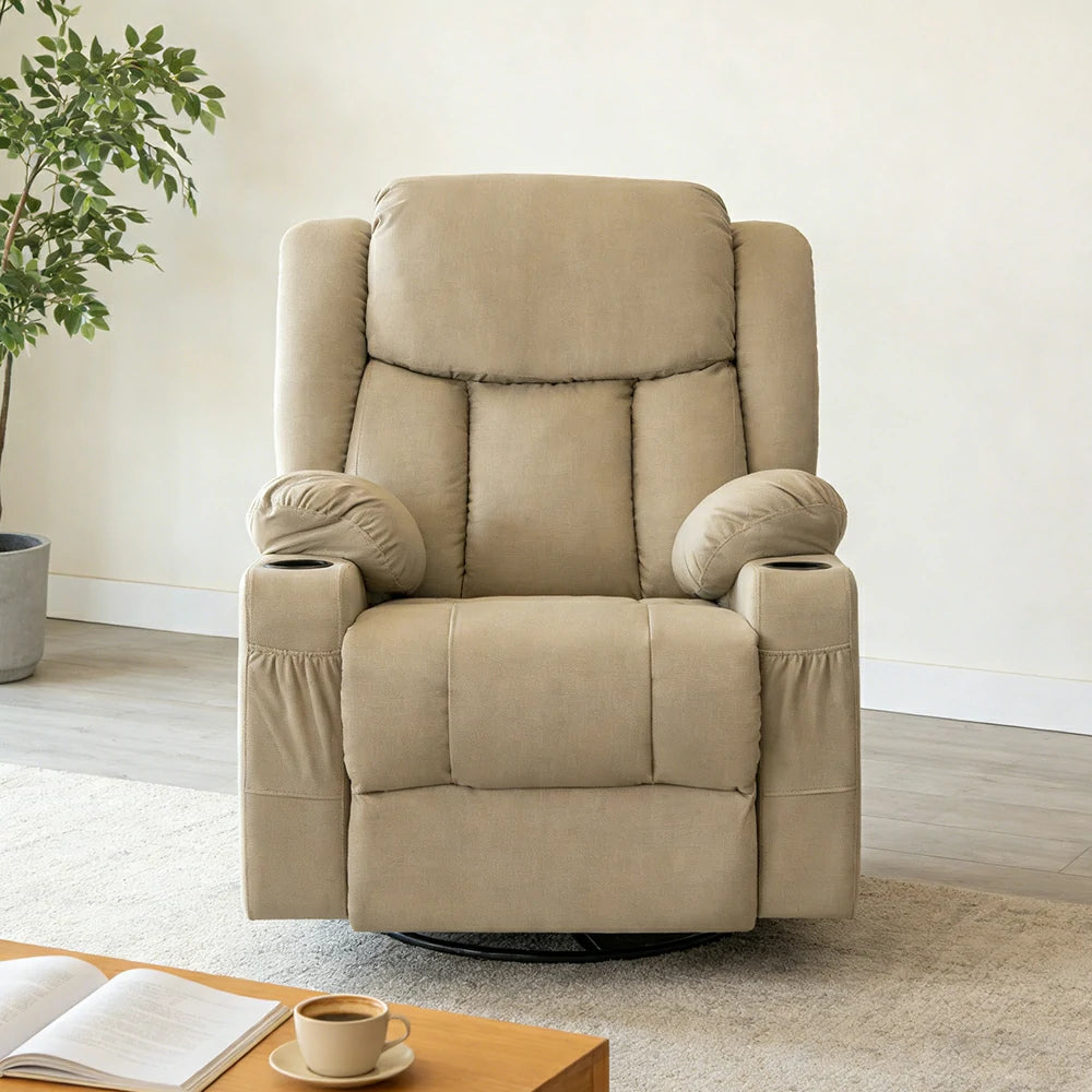 LIVARA Electric Assist Sofa, Smooth Lift-Up Support for Easy Standing, Durable Upholstery, Steel Frame, Wide Footrest Design - Beige