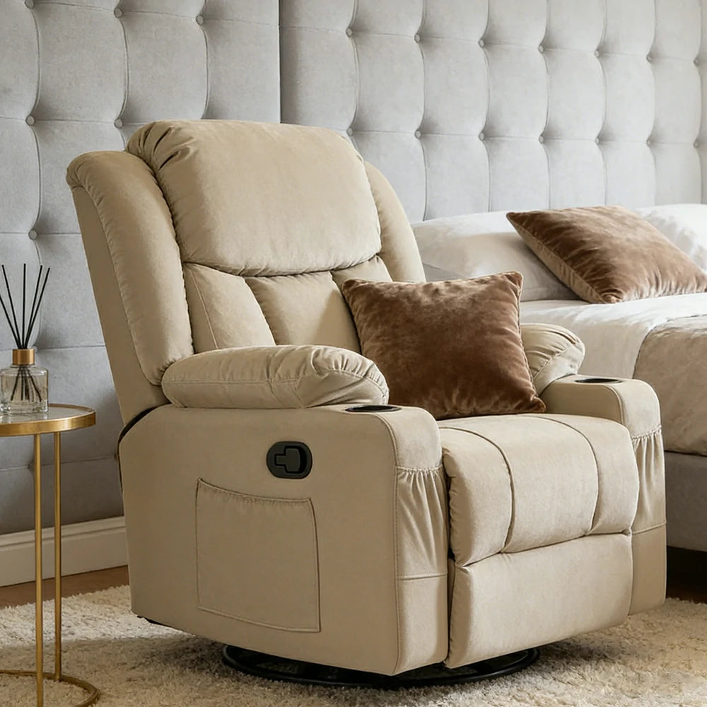 LIVARA Electric Assist Sofa, Smooth Lift-Up Support for Easy Standing, Durable Upholstery, Steel Frame, Wide Footrest Design - Beige