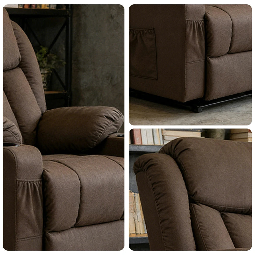 LIVARA Electric Assist Sofa, Smooth Lift-Up Support for Easy Standing, Durable Upholstery, Steel Frame, Wide Footrest Design - Coffee