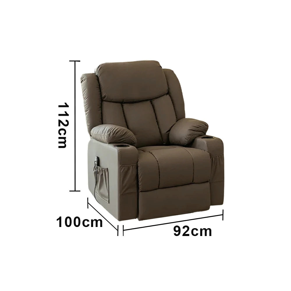 LIVARA Electric Assist Sofa, Smooth Lift-Up Support for Easy Standing, Durable Upholstery, Steel Frame, Wide Footrest Design - Coffee