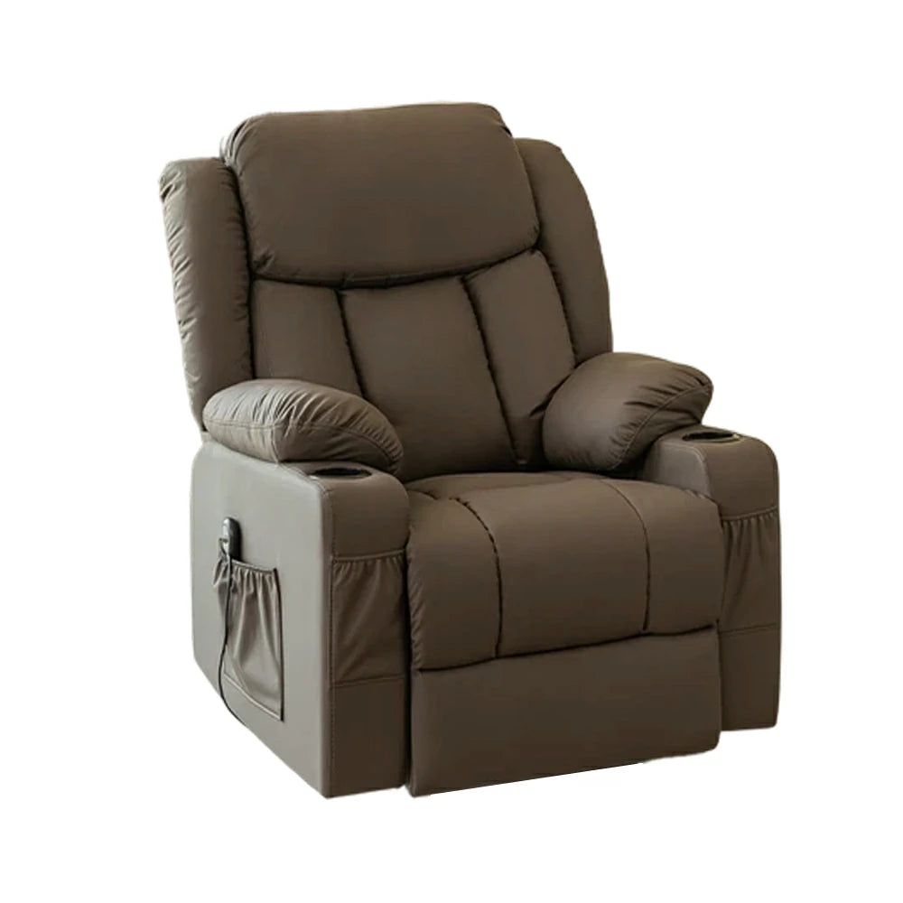 LIVARA Electric Assist Sofa, Smooth Lift-Up Support for Easy Standing, Durable Upholstery, Steel Frame, Wide Footrest Design - Coffee