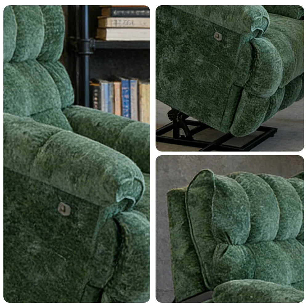 LIVARA Electric Assist Sofa, Smooth Lift Support, Soft Chenille Upholstery, Alloy Frame, Extended Footrest Comfort - Green