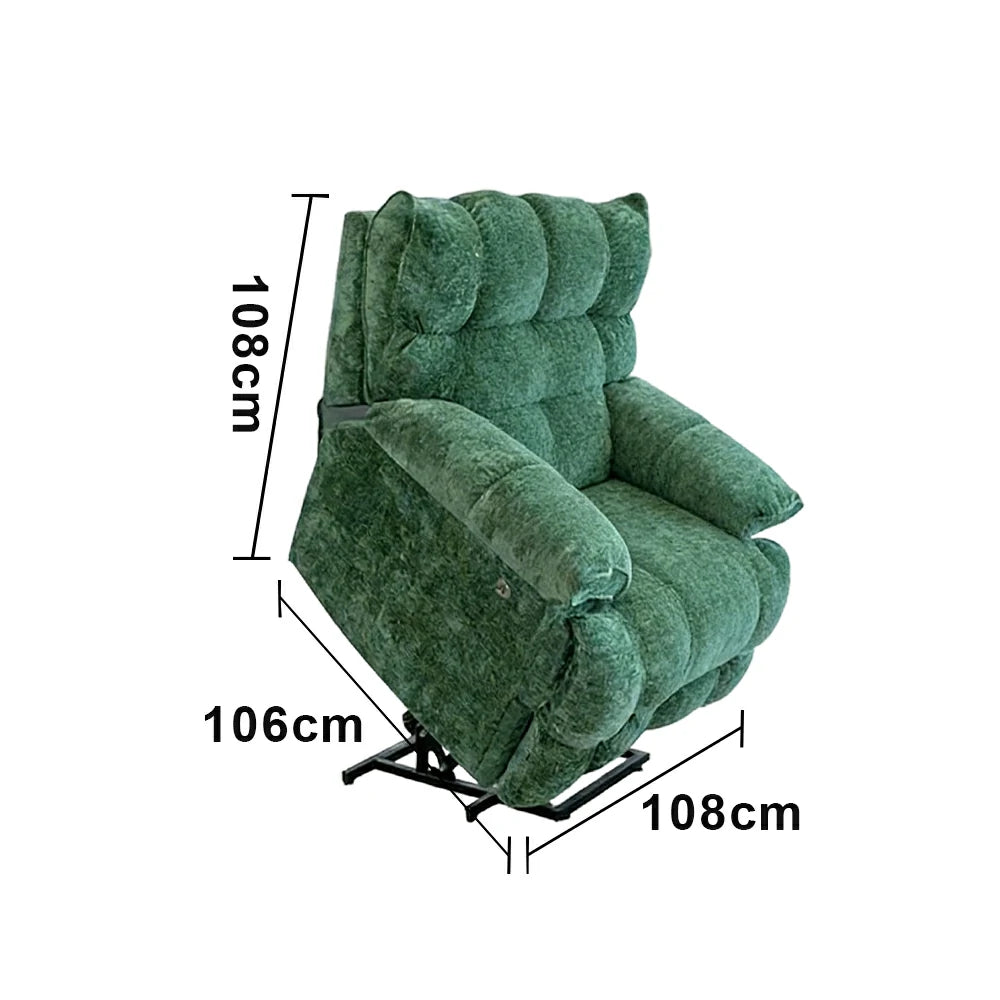 LIVARA Electric Assist Sofa, Smooth Lift Support, Soft Chenille Upholstery, Alloy Frame, Extended Footrest Comfort - Green