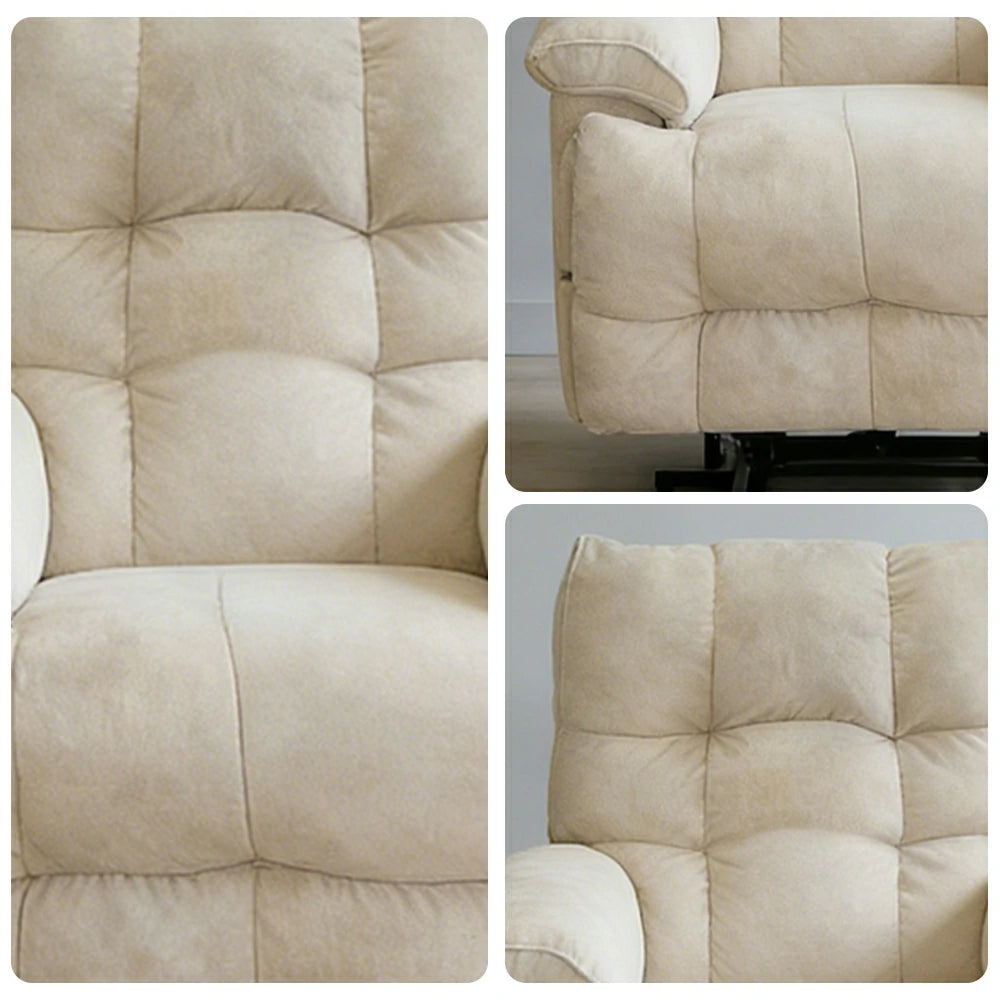 LIVARA Electric Assist Sofa, Smooth Lift Support, Soft Chenille Upholstery, Alloy Frame, Extended Footrest Comfort - Beige