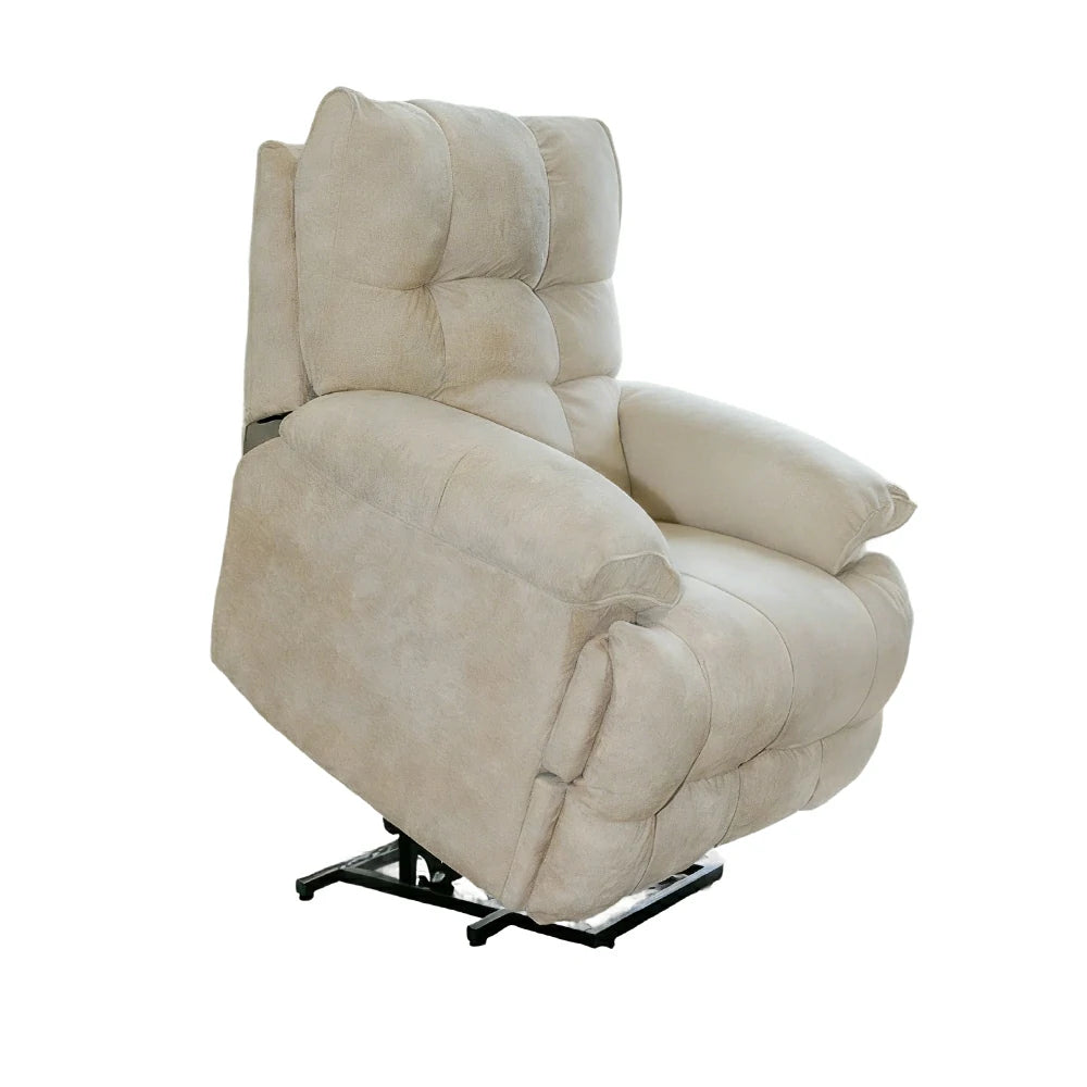 LIVARA Electric Assist Sofa, Smooth Lift Support, Soft Chenille Upholstery, Alloy Frame, Extended Footrest Comfort - Beige