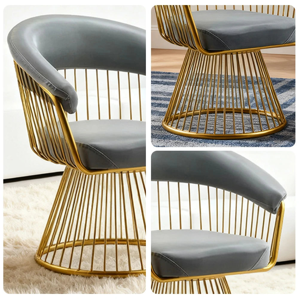 LIVARA Swivel Chair Half-Round Backrest High-Elastic Foam Filling Thickened Tempered Glass Base Spacious Seat - Grey