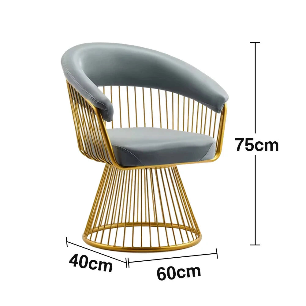 LIVARA Swivel Chair Half-Round Backrest High-Elastic Foam Filling Thickened Tempered Glass Base Spacious Seat - Grey