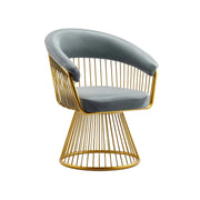 LIVARA Swivel Chair Half-Round Backrest High-Elastic Foam Filling Thickened Tempered Glass Base Spacious Seat - Grey