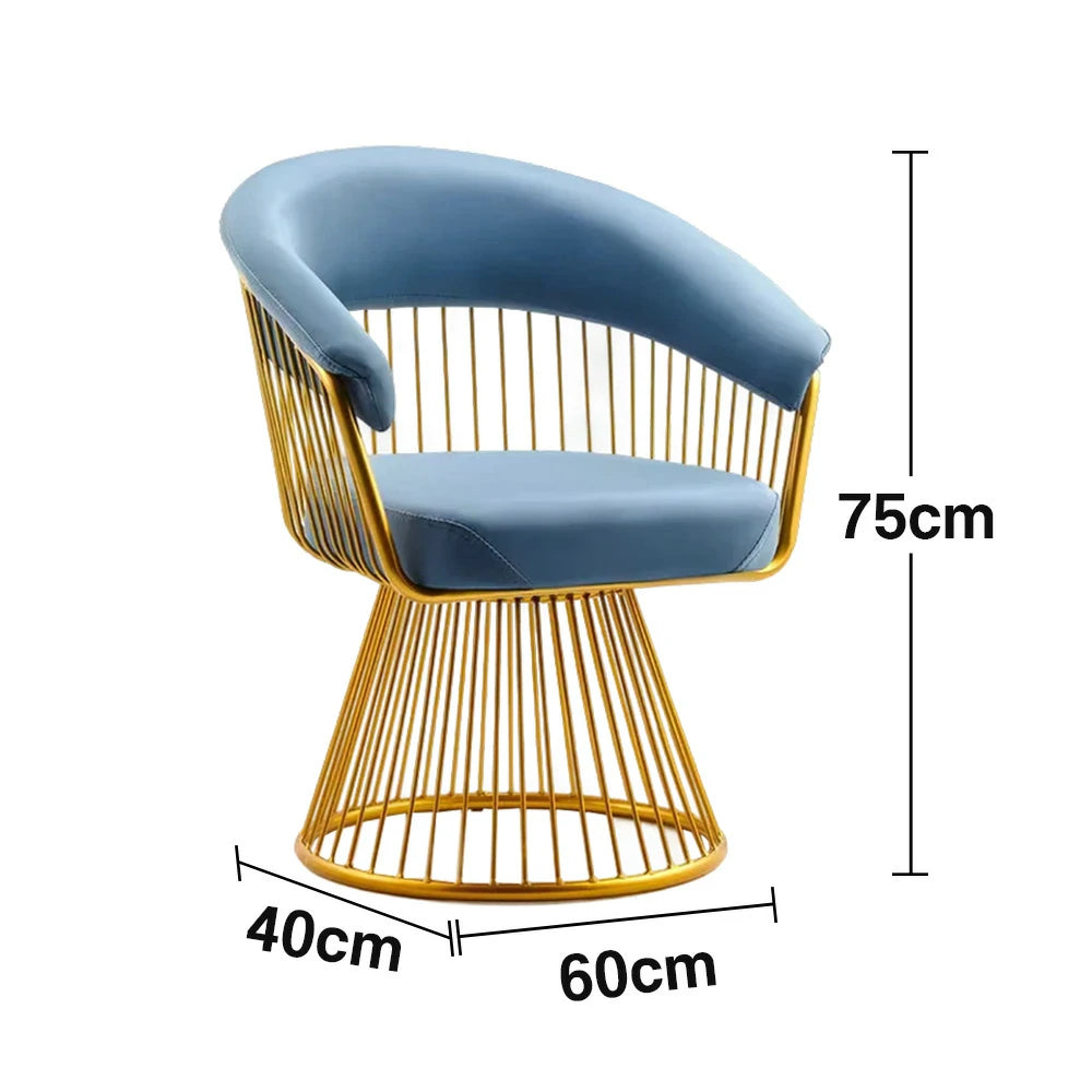 LIVARA Swivel Chair Half-Round Backrest High-Elastic Foam Filling Thickened Tempered Glass Base Spacious Seat - Blue