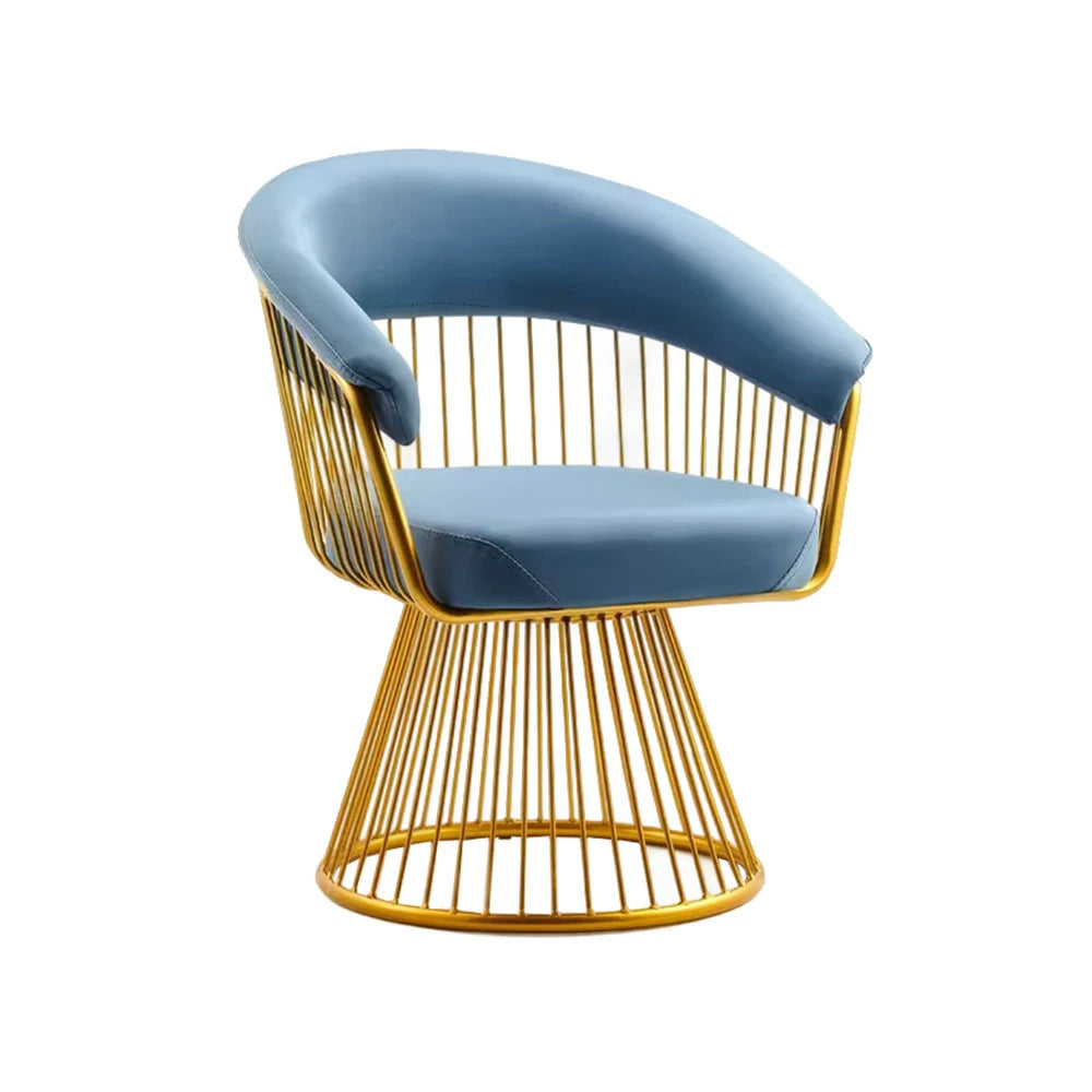 LIVARA Swivel Chair Half-Round Backrest High-Elastic Foam Filling Thickened Tempered Glass Base Spacious Seat - Blue