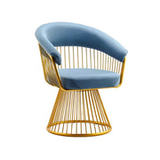 LIVARA Swivel Chair Half-Round Backrest High-Elastic Foam Filling Thickened Tempered Glass Base Spacious Seat - Blue