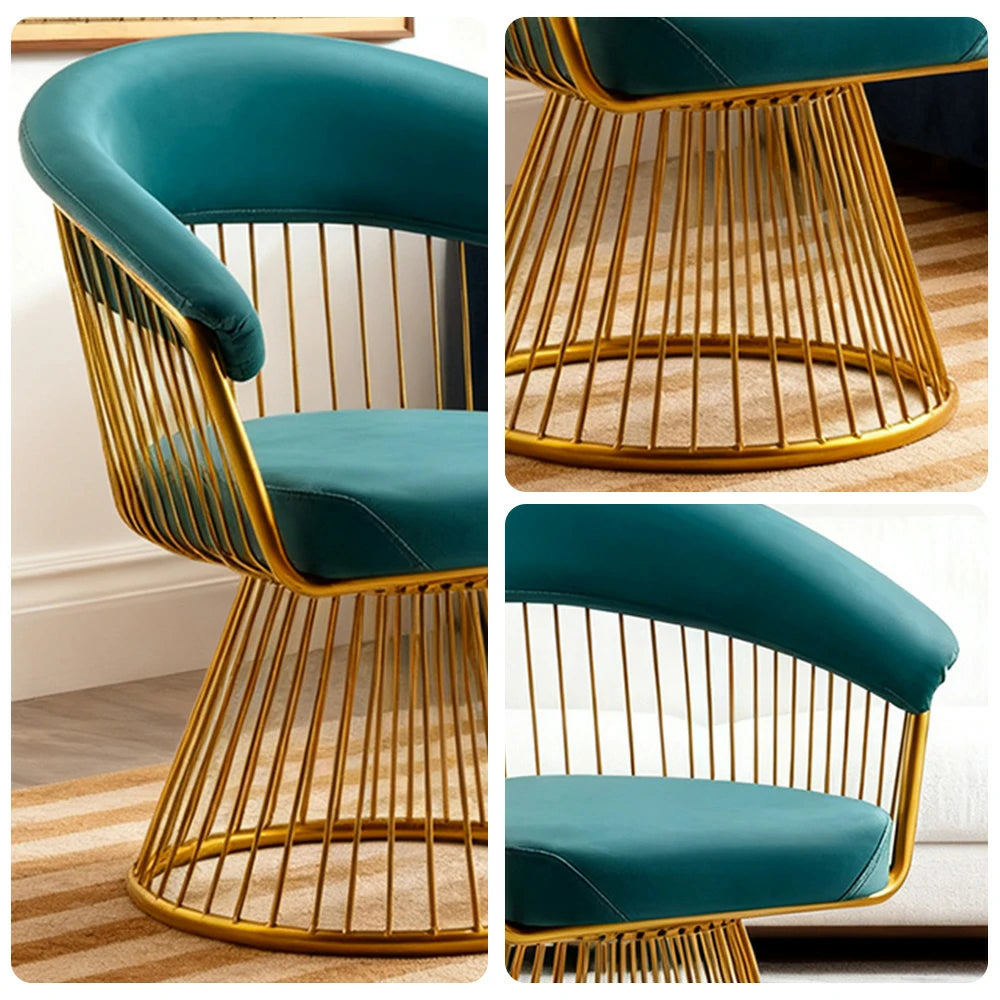 LIVARA Swivel Chair Half-Round Backrest High-Elastic Foam Filling Thickened Tempered Glass Base Spacious Seat - Green