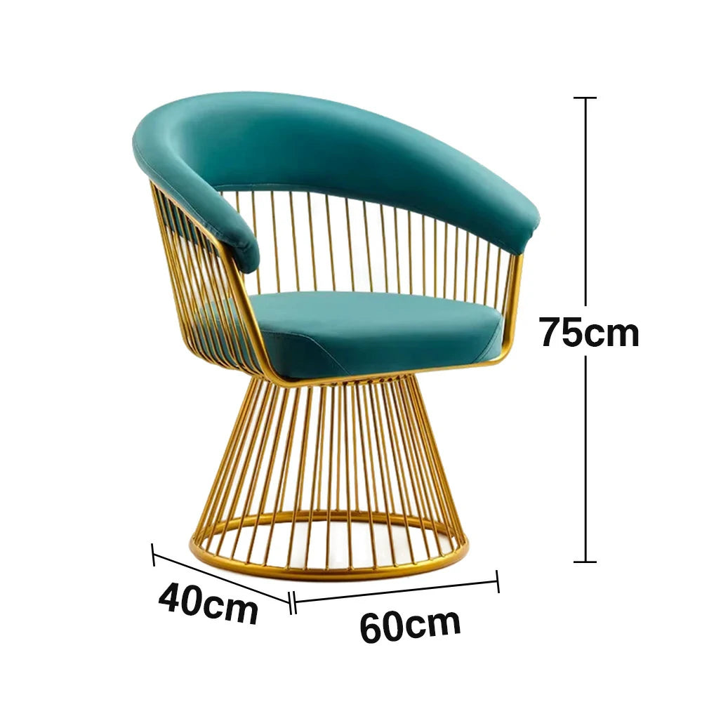 LIVARA Swivel Chair Half-Round Backrest High-Elastic Foam Filling Thickened Tempered Glass Base Spacious Seat - Green