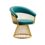 LIVARA Swivel Chair Half-Round Backrest High-Elastic Foam Filling Thickened Tempered Glass Base Spacious Seat - Green