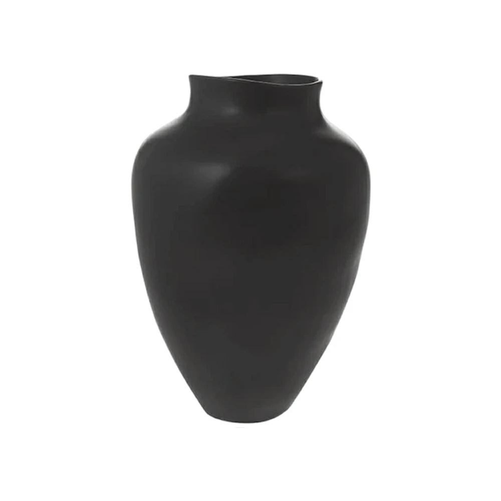 LIVARA Ceramic Vase Ornament Artistic Display Matte Ceramic Handcrafted Stone-Texture Design - Black