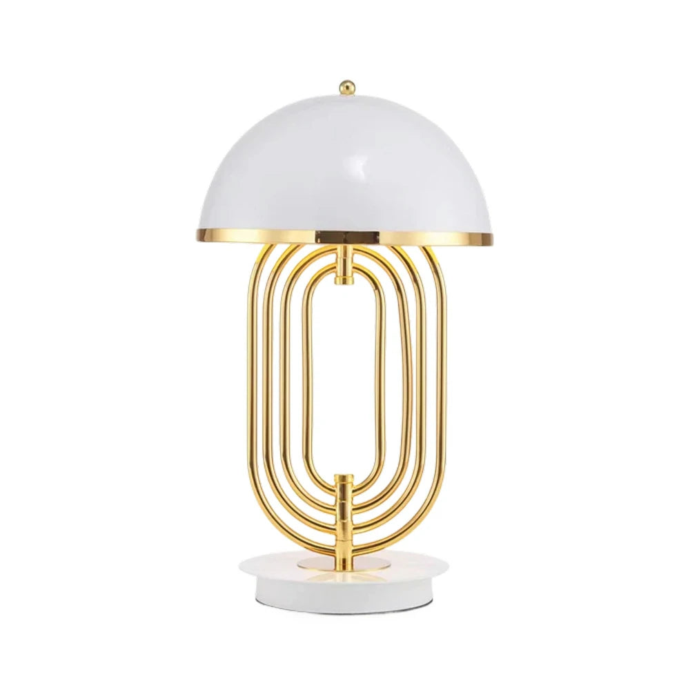 LIVARA Table Lamp Brushed Metal Structure Dual Light Source Curved Design Adjustable Lighting Direction - White