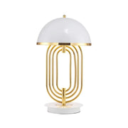 LIVARA Table Lamp Brushed Metal Structure Dual Light Source Curved Design Adjustable Lighting Direction - White