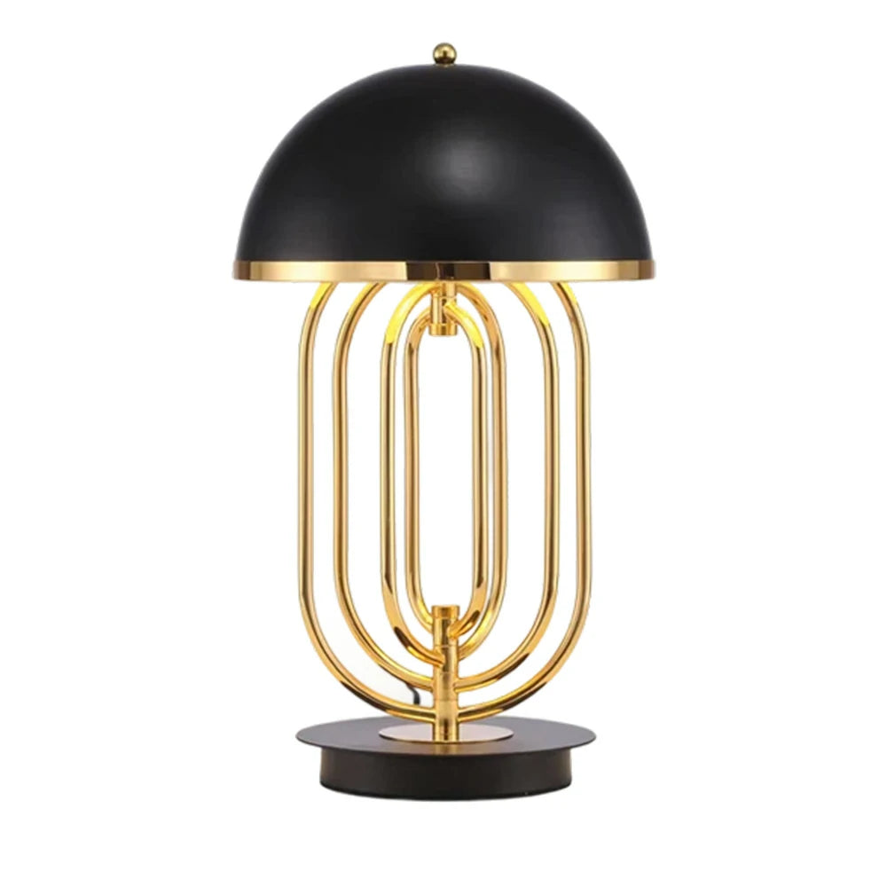 LIVARA Table Lamp Brushed Metal Structure Dual Light Source Curved Design Adjustable Lighting Direction - Black