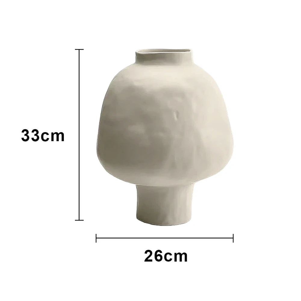 LIVARA French-Style Ceramic Vase Ornament Artistic Display Matte Ceramic Handcrafted Stone-Texture Design - Beige