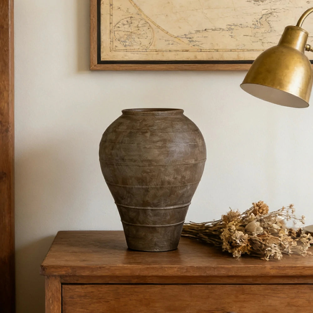 LIVARA French Mid-Century Ceramic Vase Ornament Artistic Display Matte Ceramic Handcrafted Stone-Texture Design