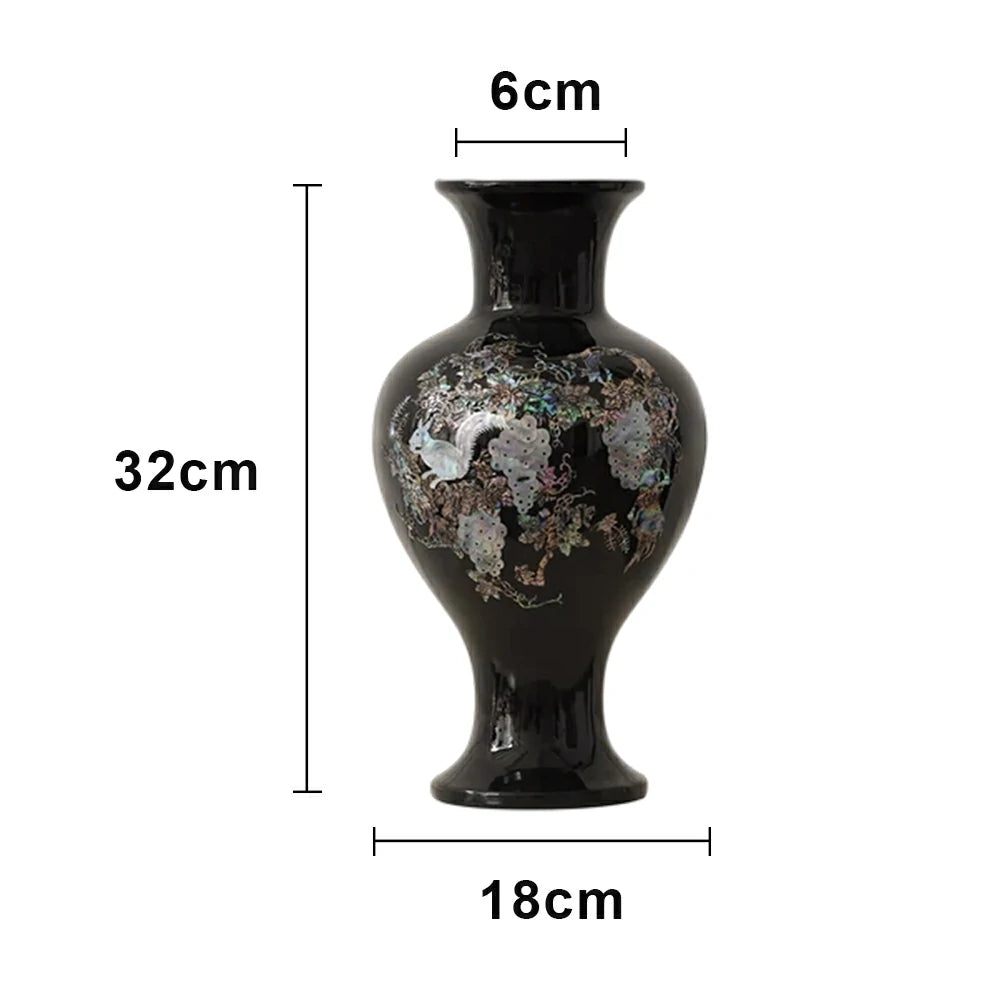 LIVARA Ceramic Vase Ornament Squirrel & Grape Motif Water-Propagation Ready Artistic Display Matte Ceramic Handcrafted Stone-Texture Design