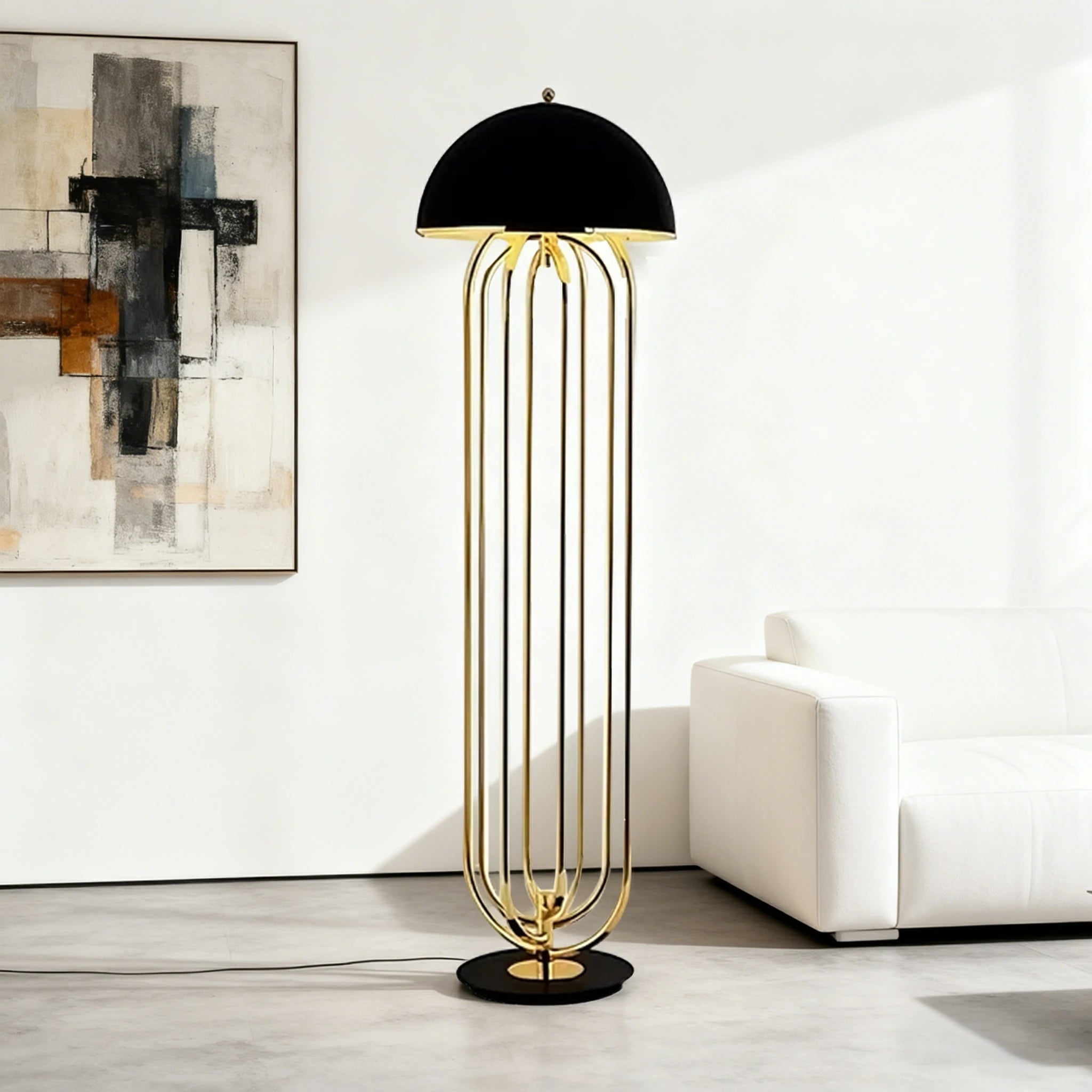 LIVARA Floor Lamp Modern Sculptural Design Durable Metal Frame Stable Base Lighting with Warm Ambient Glow