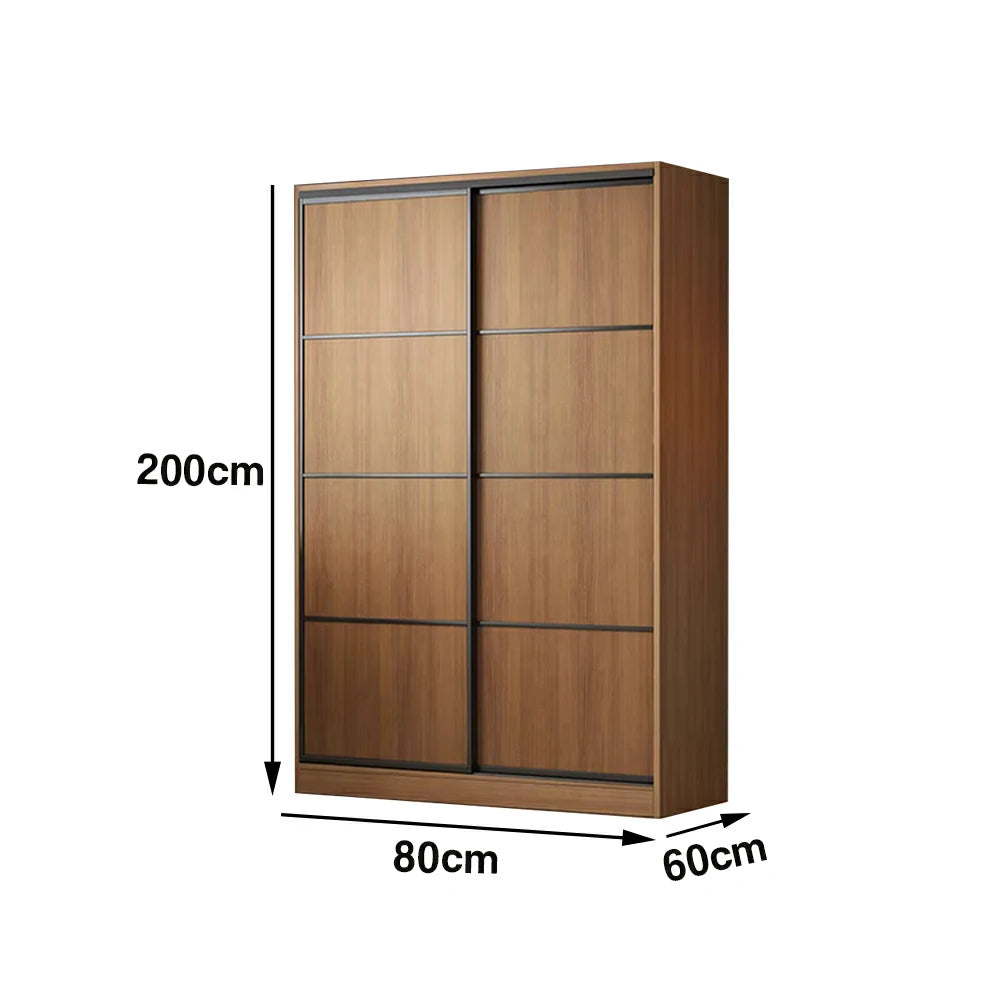 LIVARA 80/120cm Sliding Door Wardrobe - 3 Drawer Storage with Heavy-Duty Hanging Rail, Raised Base Design & Smooth Soft-Close System - Walnut