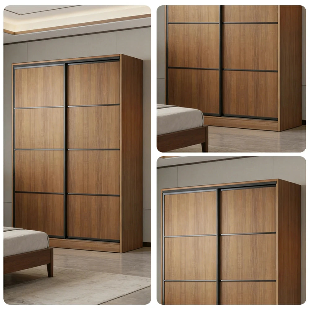 LIVARA 80/120cm Sliding Door Wardrobe - 3 Drawer Storage with Heavy-Duty Hanging Rail, Raised Base Design & Smooth Soft-Close System - Walnut