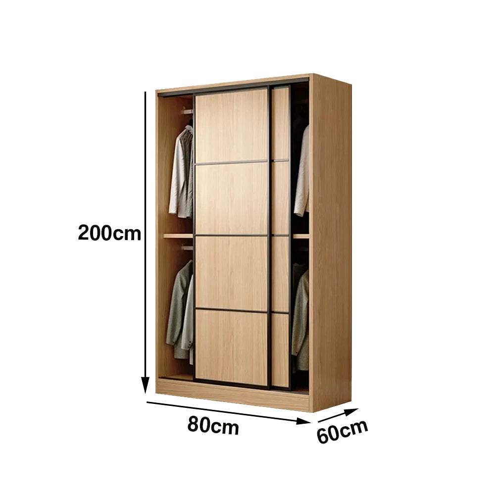 LIVARA 80/120cm Sliding Door Wardrobe - 3 Drawer Storage with Heavy-Duty Hanging Rail, Raised Base Design & Smooth Soft-Close System - Wood