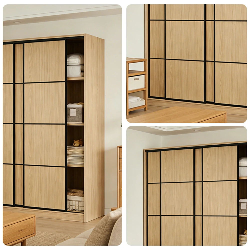LIVARA 180/200cm Sliding Door Wardrobe - 3 Drawer Storage with Heavy-Duty Hanging Rail, Raised Base Design & Smooth Soft-Close System - Wood