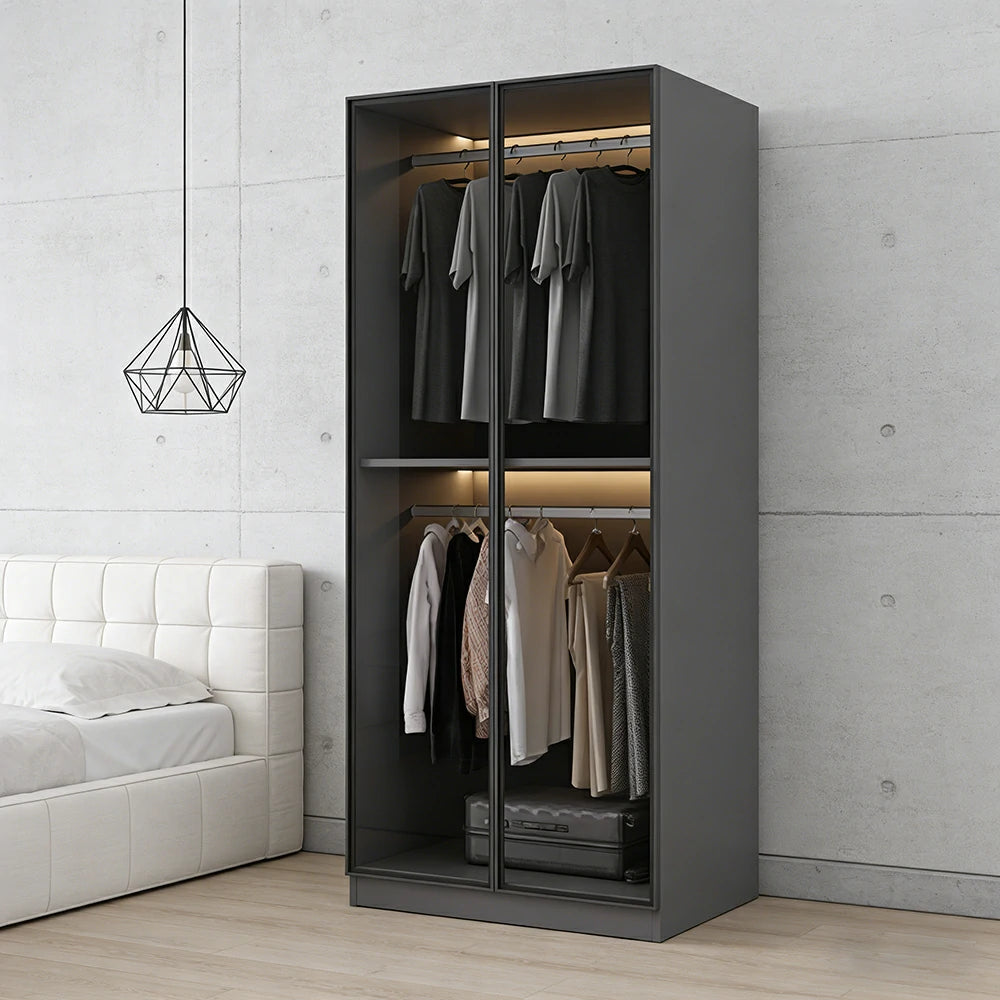 LIVARA 80cm Glass Display Cabinet - Organised Storage Solution with Tempered Glass & Aluminium Frame, Dust & Moisture-Resistant Base