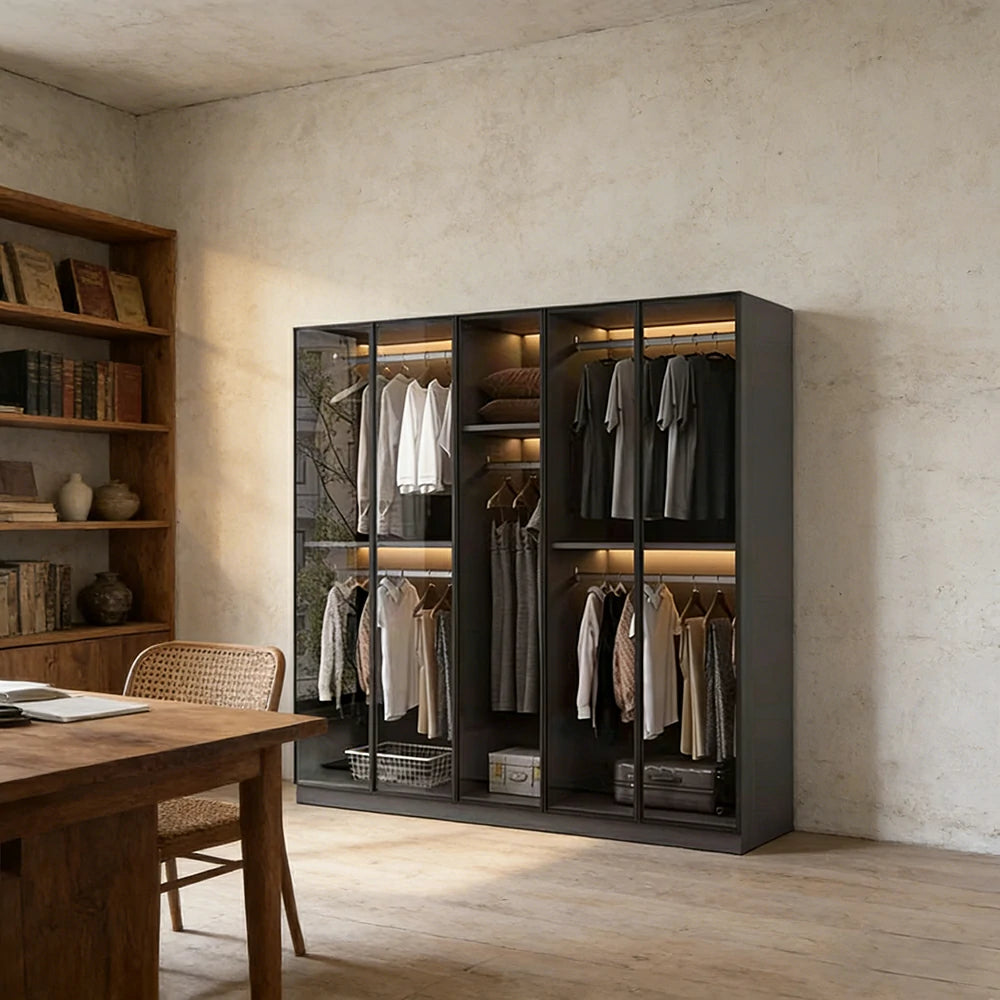 LIVARA 180/200cm Glass Display Cabinet - Organised Storage Solution with Tempered Glass & Aluminium Frame, Dust & Moisture-Resistant Base