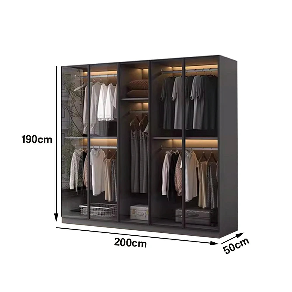 LIVARA 180/200cm Glass Display Cabinet - Organised Storage Solution with Tempered Glass & Aluminium Frame, Dust & Moisture-Resistant Base