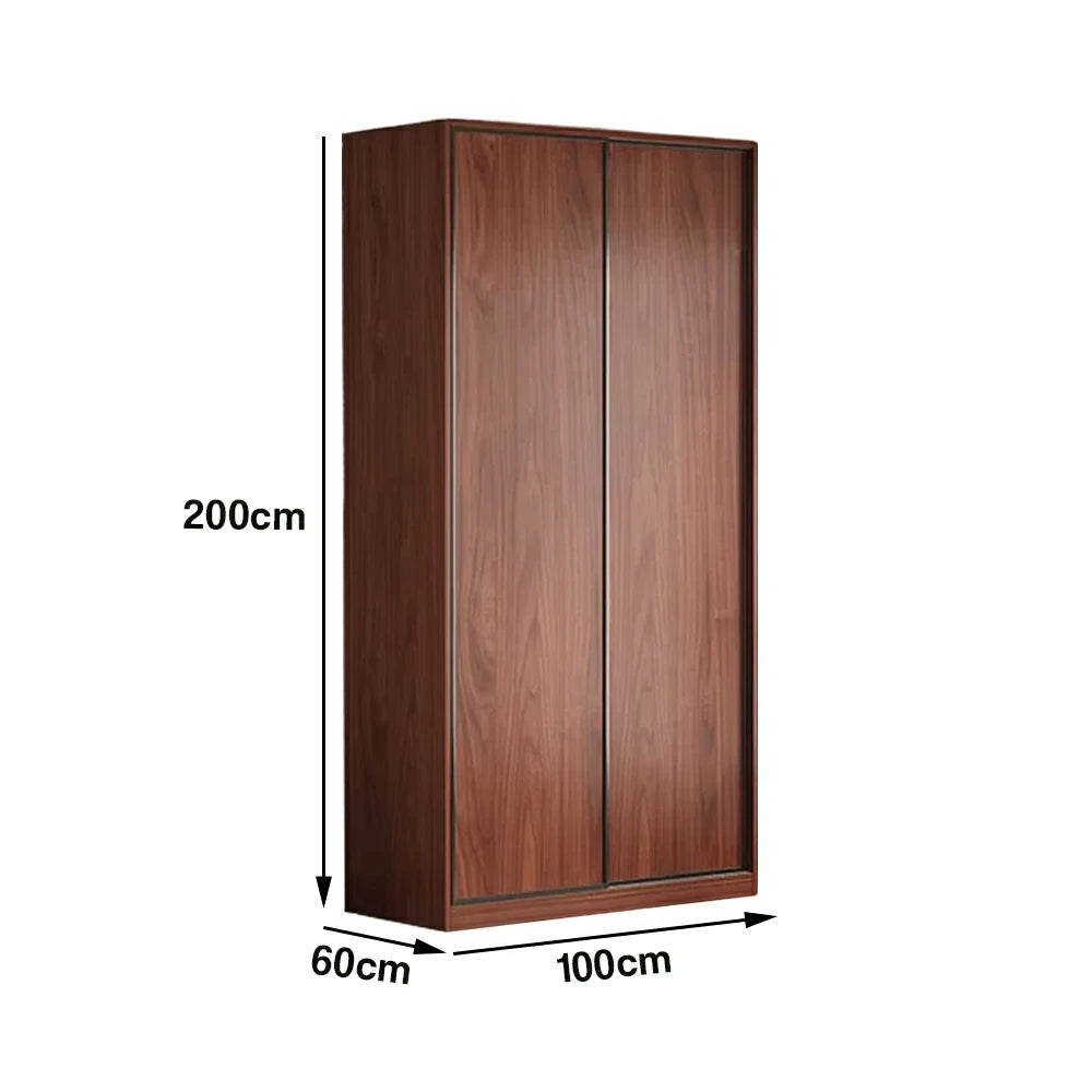 LIVARA 100/120cm Sliding Door Wardrobe - Space-Saving Design with Solid Oak Construction, Quiet Glide Tracks & Heavy-Duty Hanging Rail - Walnut