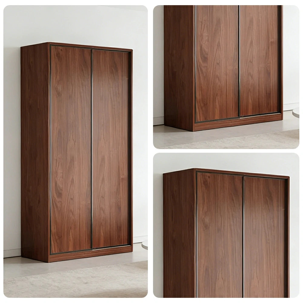 LIVARA 100/120cm Sliding Door Wardrobe - Space-Saving Design with Solid Oak Construction, Quiet Glide Tracks & Heavy-Duty Hanging Rail - Walnut
