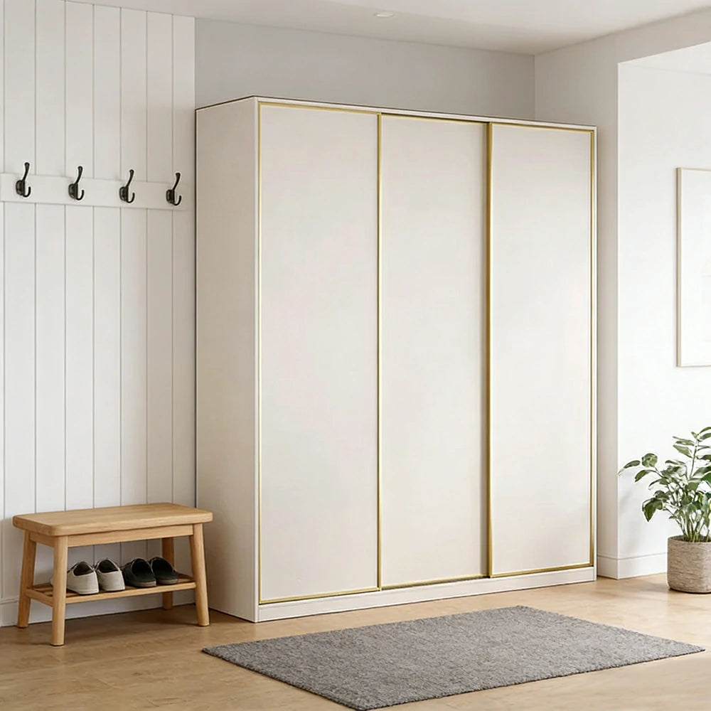 LIVARA 180/200cm Sliding Door Wardrobe - Space-Saving Design with Solid Oak Construction, Quiet Glide Tracks & Heavy-Duty Hanging Rail - White