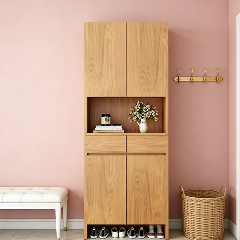 LIVARA 80/100cm Storage Cabinet - Multi-Shelf & Drawer Organiser with Eco Solid Wood Panels, Slim 35cm Depth & Flush Wall Design