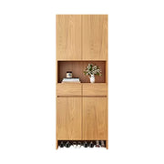 LIVARA 80/100cm Storage Cabinet - Multi-Shelf & Drawer Organiser with Eco Solid Wood Panels, Slim 35cm Depth & Flush Wall Design