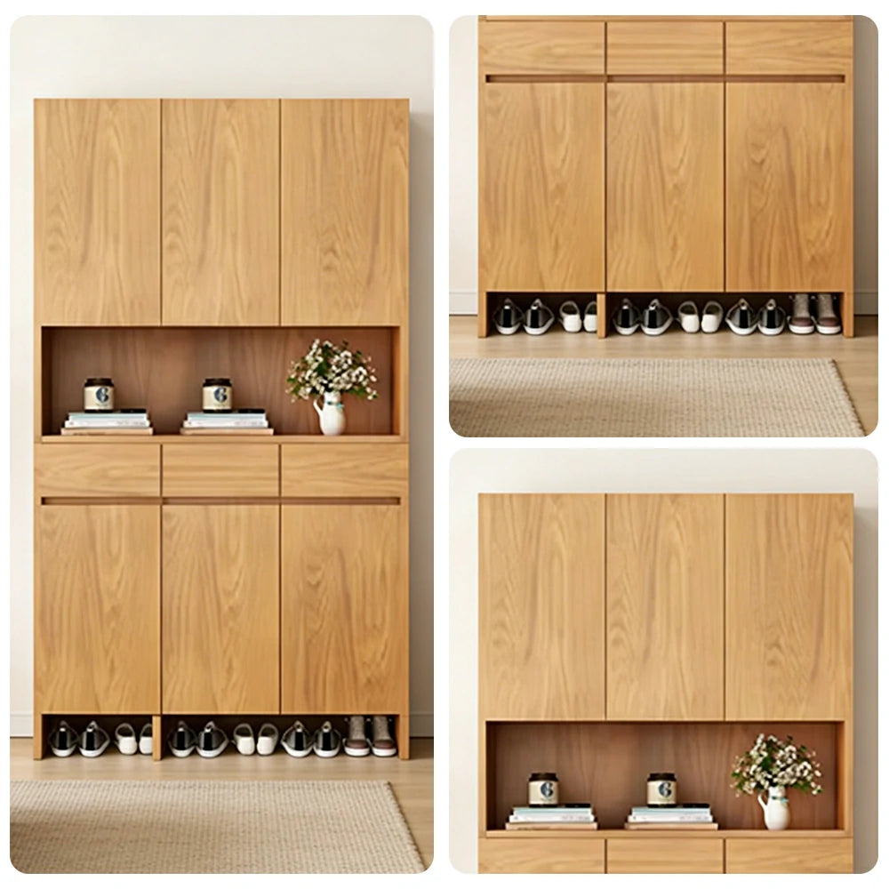 LIVARA 120cm Storage Cabinet - Multi-Shelf & Drawer Organiser with Eco Solid Wood Panels, Slim 35cm Depth & Flush Wall Design
